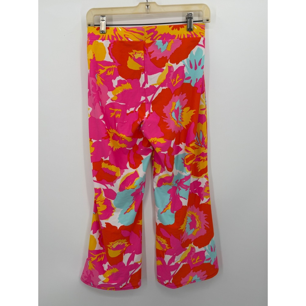 Jude Connally Pants Womens Small Pink Floral Wide Leg Crop High Rise Stretch USA - Picture 3 of 9